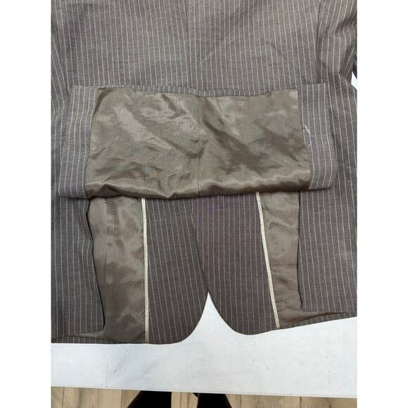 Vintage Y2K Express Design Studio Pinstripe Blazer Men Brown Vented Back 40R - Picture 9 of 12
